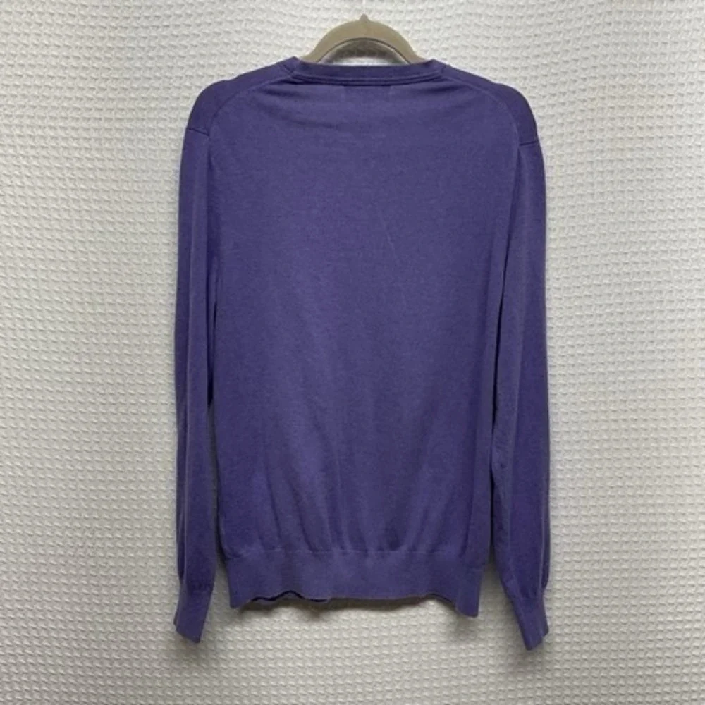 Banana Republic Luxury Blend Purple V-Neck Sweater Men L China Silk/Cotton/Cashm